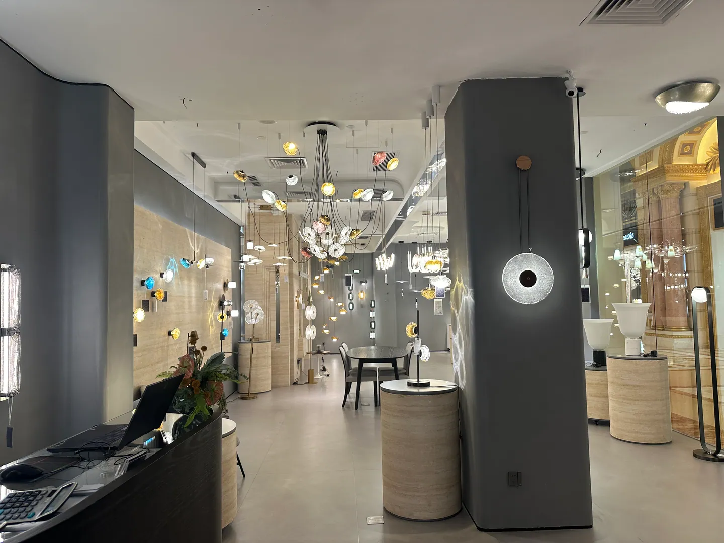 Decorative lighting showroom visited for hospitality and residential FF&E sourcing
