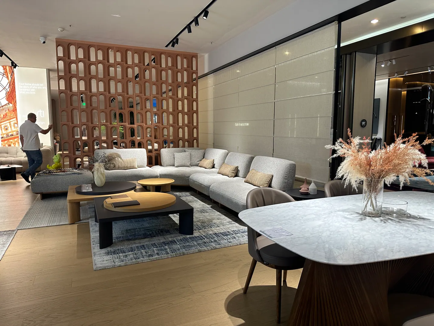 High-end furniture showroom reviewed by VELA Home Global during Foshan furniture sourcing